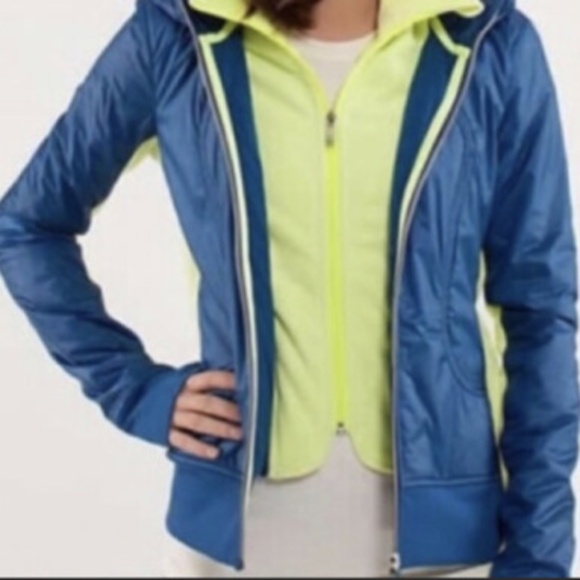 Lululemon Blue / Neon Uba Hoodie Softshell Jacket - 12 - Picture 3 of 12